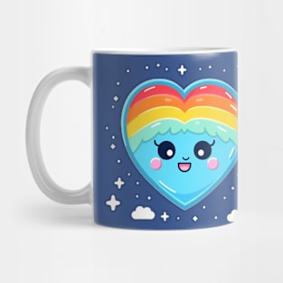 Cute Kawaii Heart With Pride Rainbow Mug